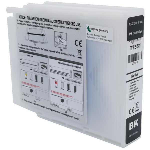 Premium Tinte Kompatibel zu EPSON C13T755140, T7551 Black