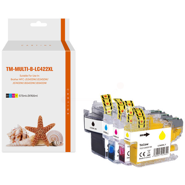 Premium Tinte Kompatibel zu BROTHER LC-422XLVAL CMYK VE 4