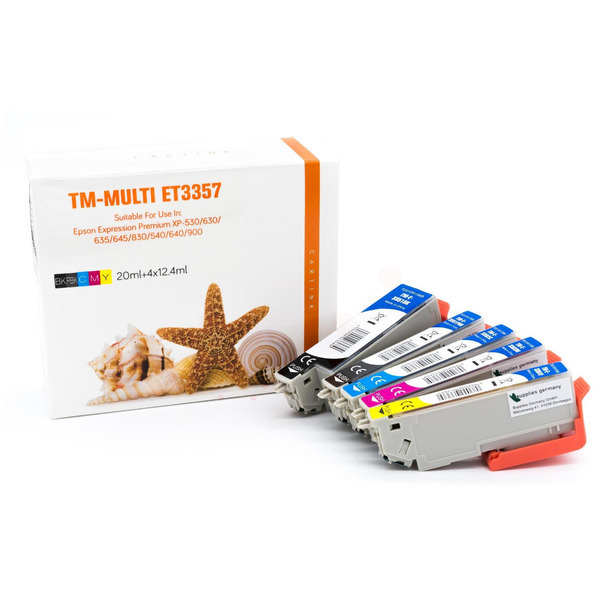 Premium Tinte Kompatibel zu EPSON 33XL, C13T33574010 CMYK + PBk VE 4