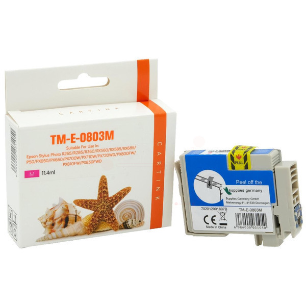 Premium Tinte Kompatibel zu EPSON C13T08034011, T0803 Magenta